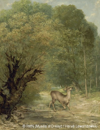 courbet:the hunted roedeer on the alert 1867