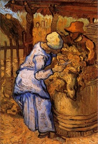 gogh:sheep-shearers-the-after-millet-1889