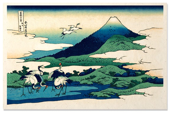 hokusai:cranes at umezawa manor in Sagami