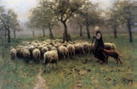 Mauve-Anton-Herd-of-sheep-and-herdswoman-Sun