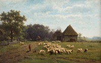 roelofs:schaapsherder met kudde in landschap